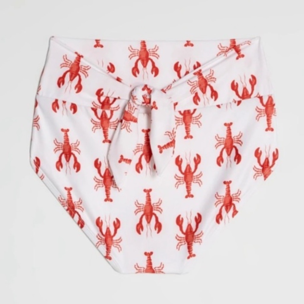 ModCloth The Clarice High-Waisted Bikini Bottom Lobster Print NWOT